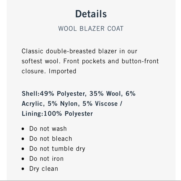 Abercrombie & Fitch Navy Wool Blazer Sz XS - Picture 9 of 9